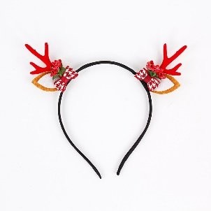 Pointed Ears Red Plaid Bow Flower Stamen Head Bopper