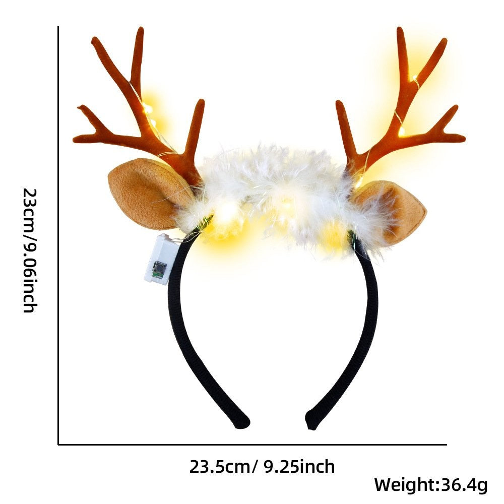 Red Antler Feather with LED Headband 2