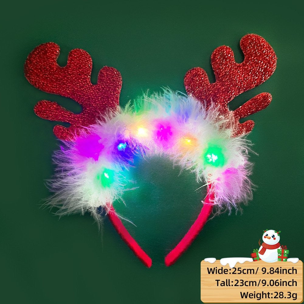 Red Antler Headband (with LED + Fluffy)