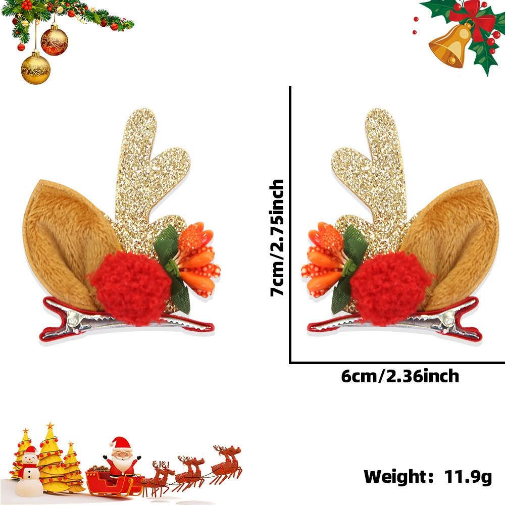 Red Bauble Flower Gold Antler Hair Clip 2410HH-LJFJ-11