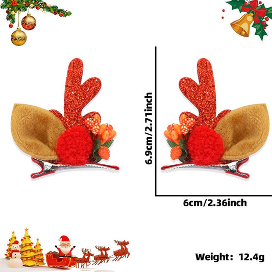 Red Bauble Flower Red Antler Hair Clip 2410HH-LJFJ-10