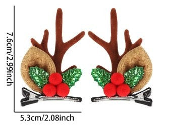 Red Berry Brown Antler Hair Clip