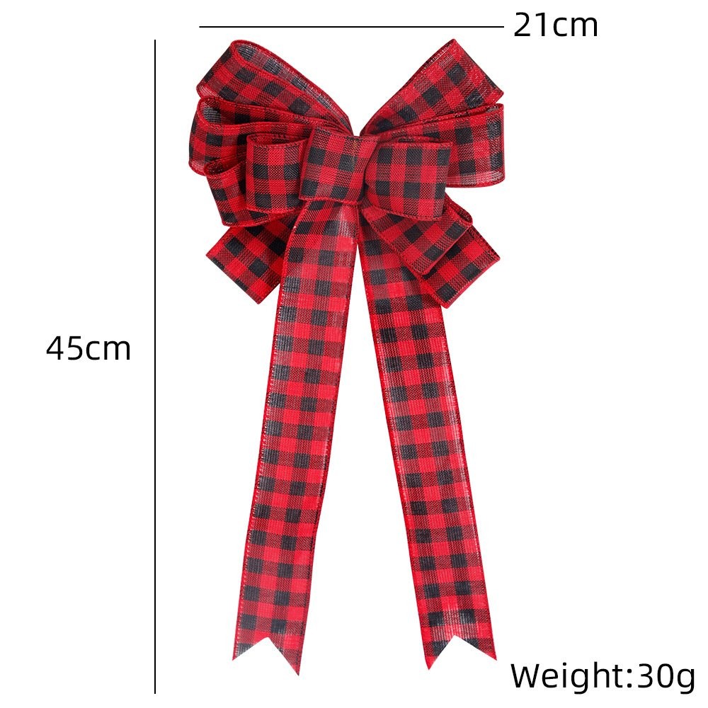 Red Black Square Plaid Bow