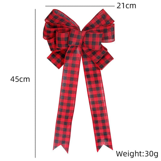 Red Black Square Plaid Bow