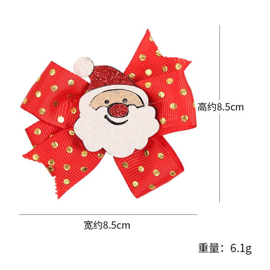 Red Bow Santa Hair Clip