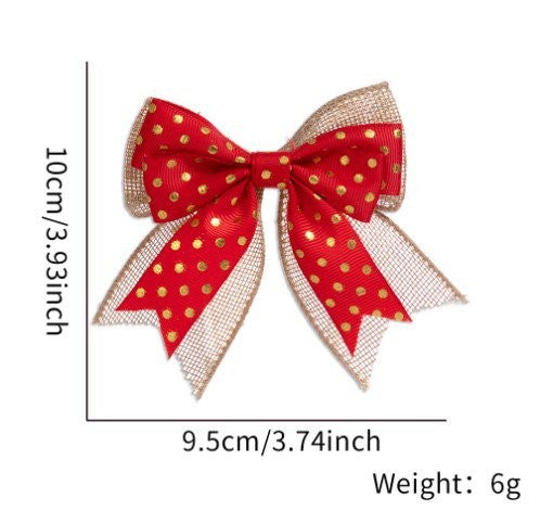 Red Fabric Gold Polka Dot Bow