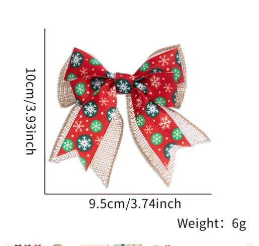 Red Fabric Snowflake Printed Bow