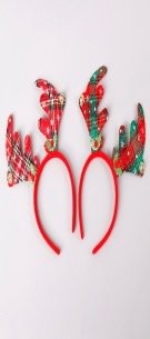 Red Green Plaid Bell Pointed Antler Head Bopper