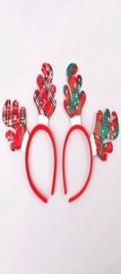 Red Green Plaid Round Antler Head Bopper