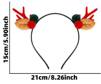 Red Green Pom-Pom Red Antler Headband