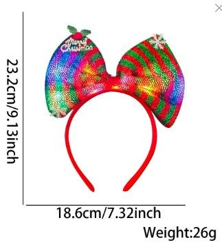 Red Green Stripe Bow Style (Colorful LED)) Headband