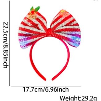 Red Green Stripe Bow Style (Colorful LED)) Headband 2