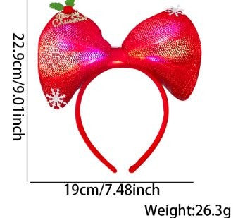 Red Green Stripe Bow Style (Colorful LED)) Headband 4