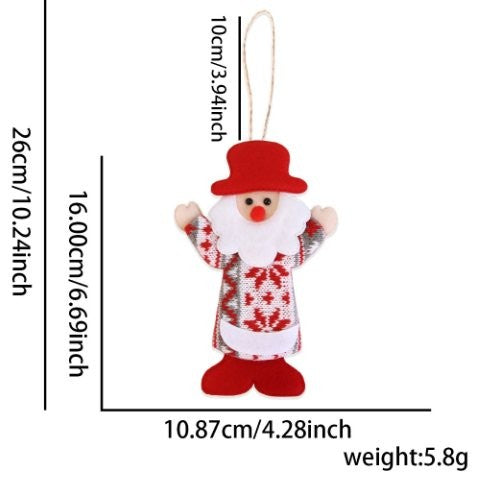 Red Hat Fluffy Clothing Santa Ornament