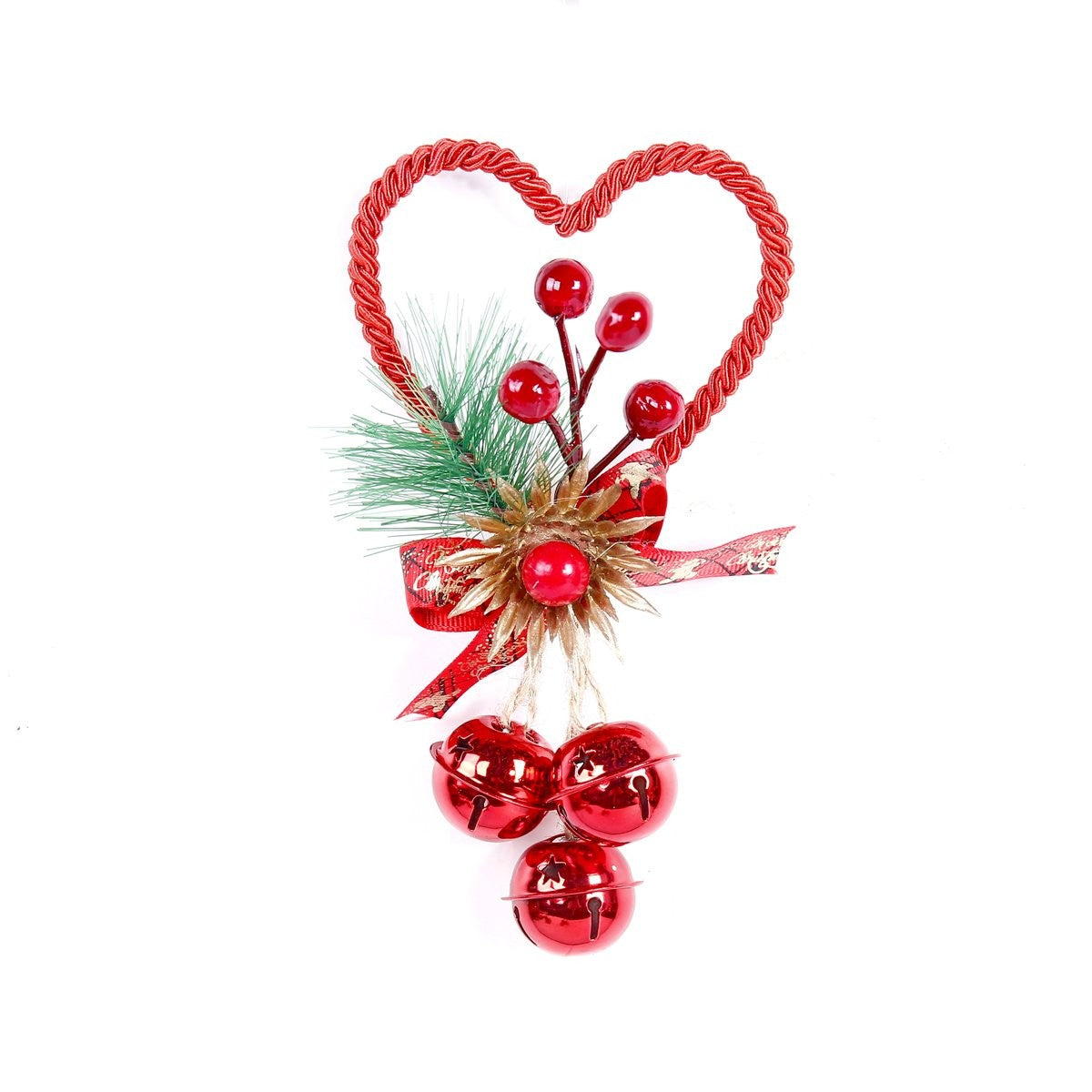 Red Nylon String Heart - Red Small Five Star Bell Garland