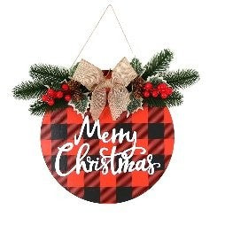 Red Plaid Hanging Sign