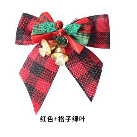 Red Plaid + Plaid Green Leaf Bow