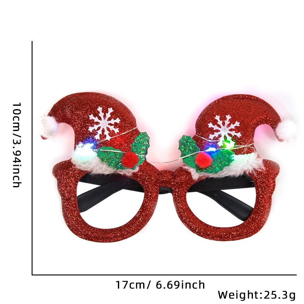 Red Santa Claus Hat Glasses (with LED)