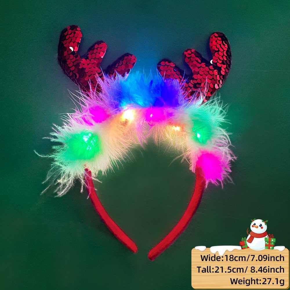 Red Scale Pcs Antler Headband (with LED + Fluffy)