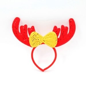 Red Sequin Antler Large Bow Head Bopper