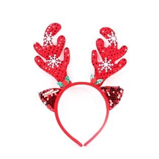 Red Sequin Antler Large Bow Head Bopper 2