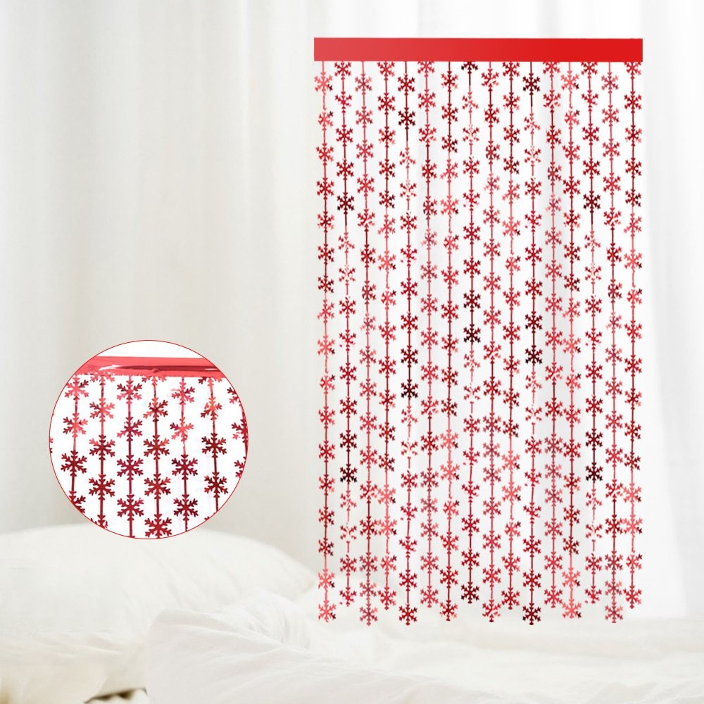 Red Snowflake Tinsel Curtain