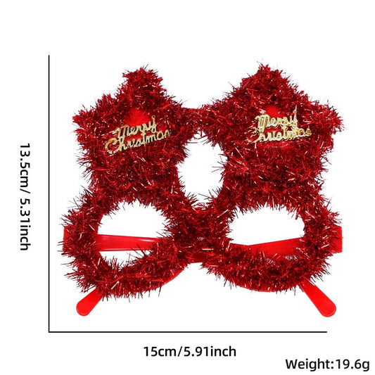 Red Tinsel Boa Five-Pointed Star Glasses
