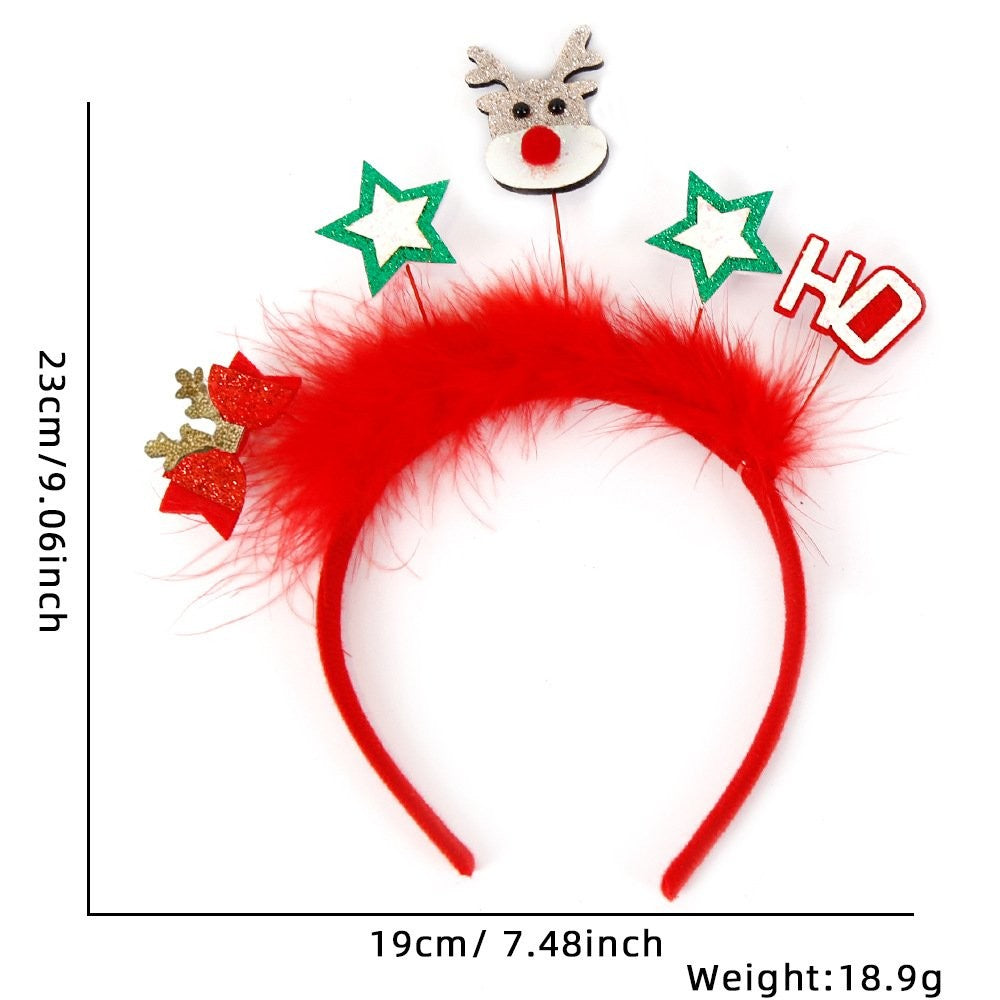 Reindeer Star Red Fluffy Headband 23*23cm