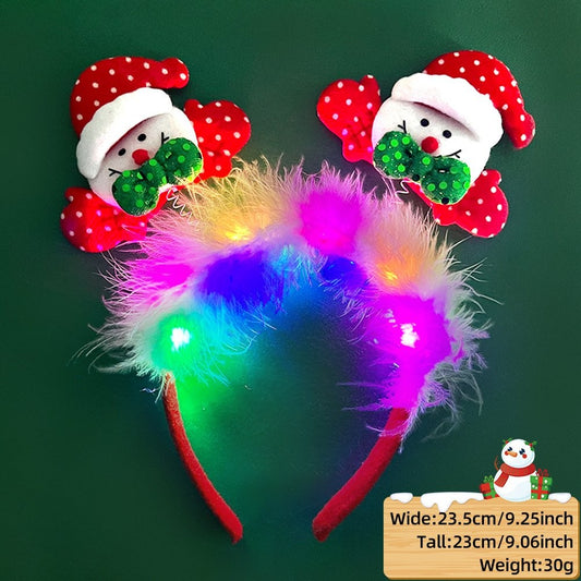 Santa Claus + Bow Headband (with LED + Fluffy)