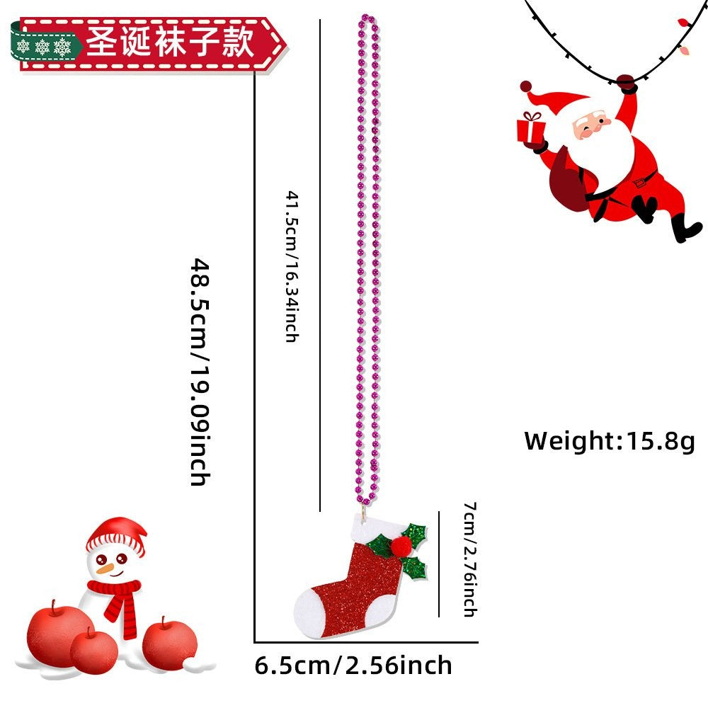 Santa Claus Red Bead Chain Necklace 11