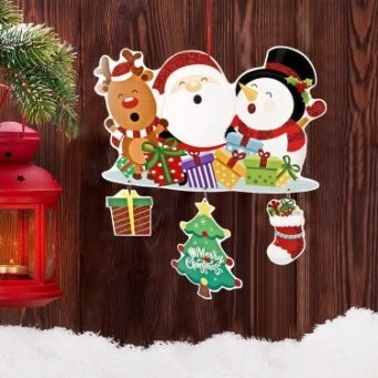 Santa Claus . Snowman . Reindeer Wreath