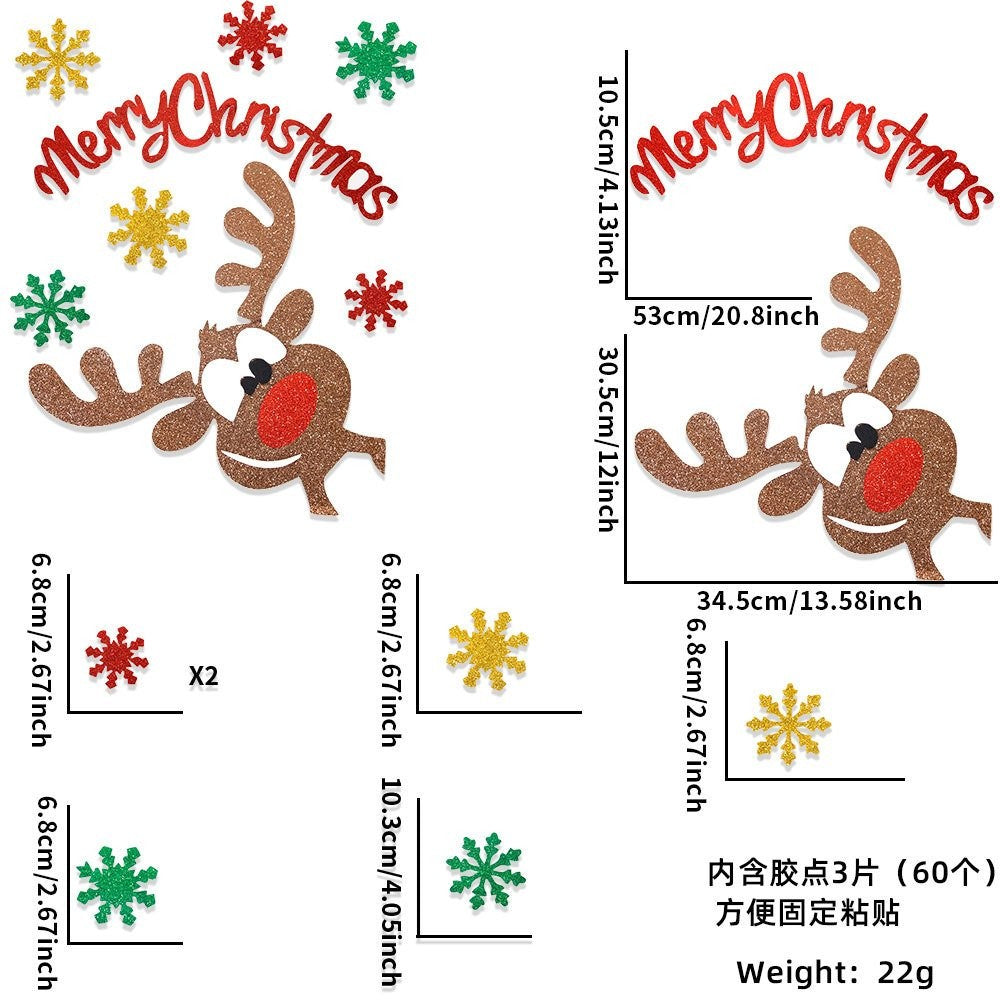 Santa Hat Reindeer Style (Includes 3 Pcs Glue Dots) Door Sticker 2