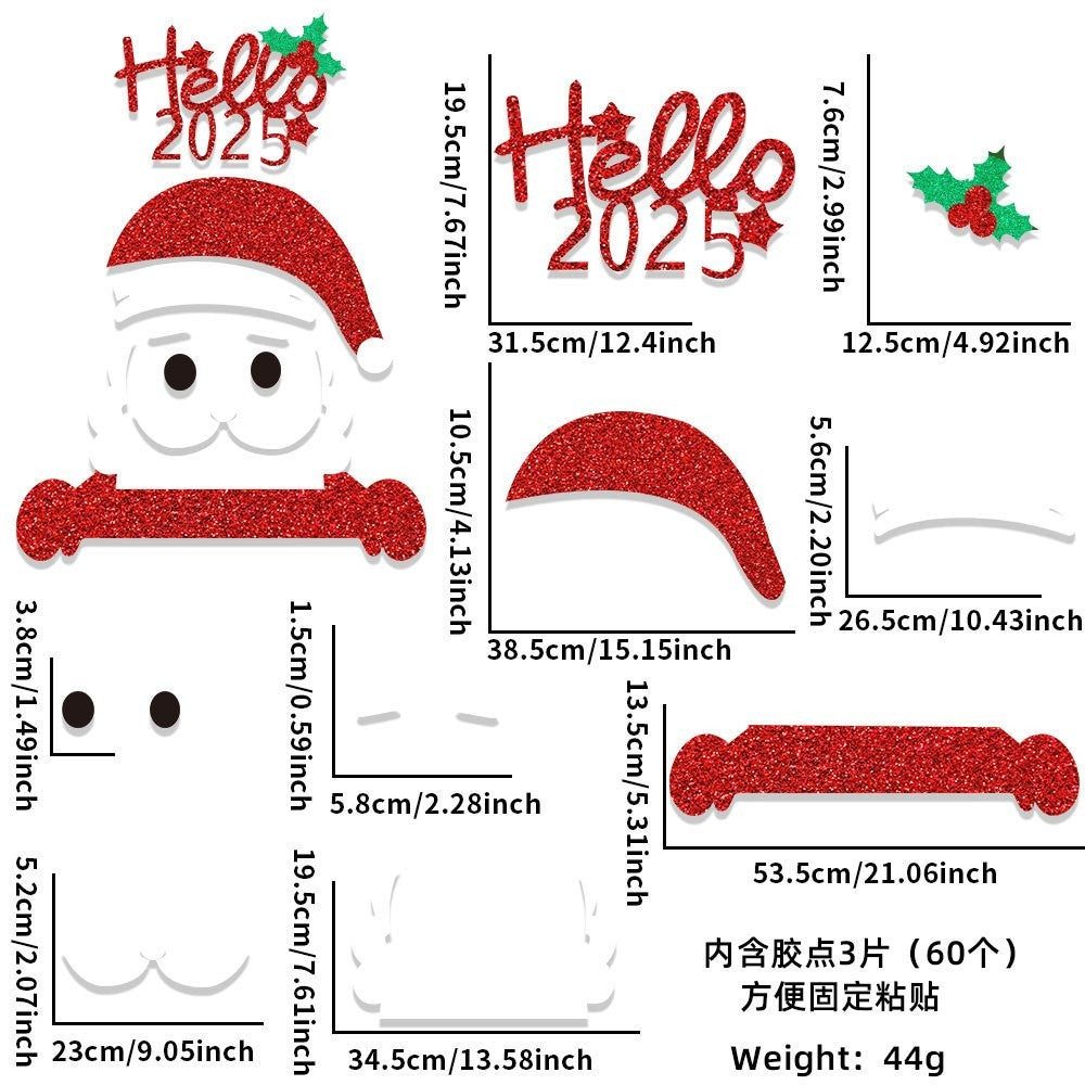 Santa Hat Reindeer Style (Includes 3 Pcs Glue Dots) Door Sticker 4