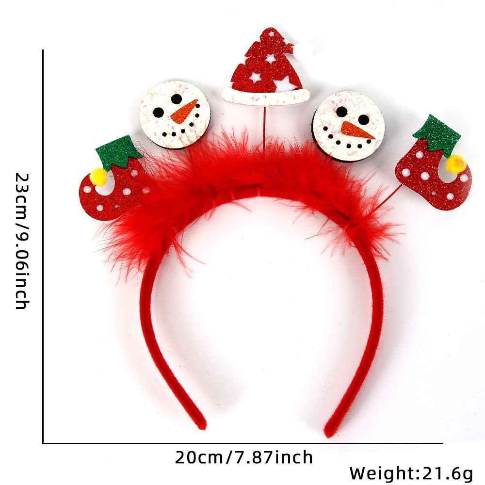 Santa Hat Snowman Red Fluffy Headband 23*23cm