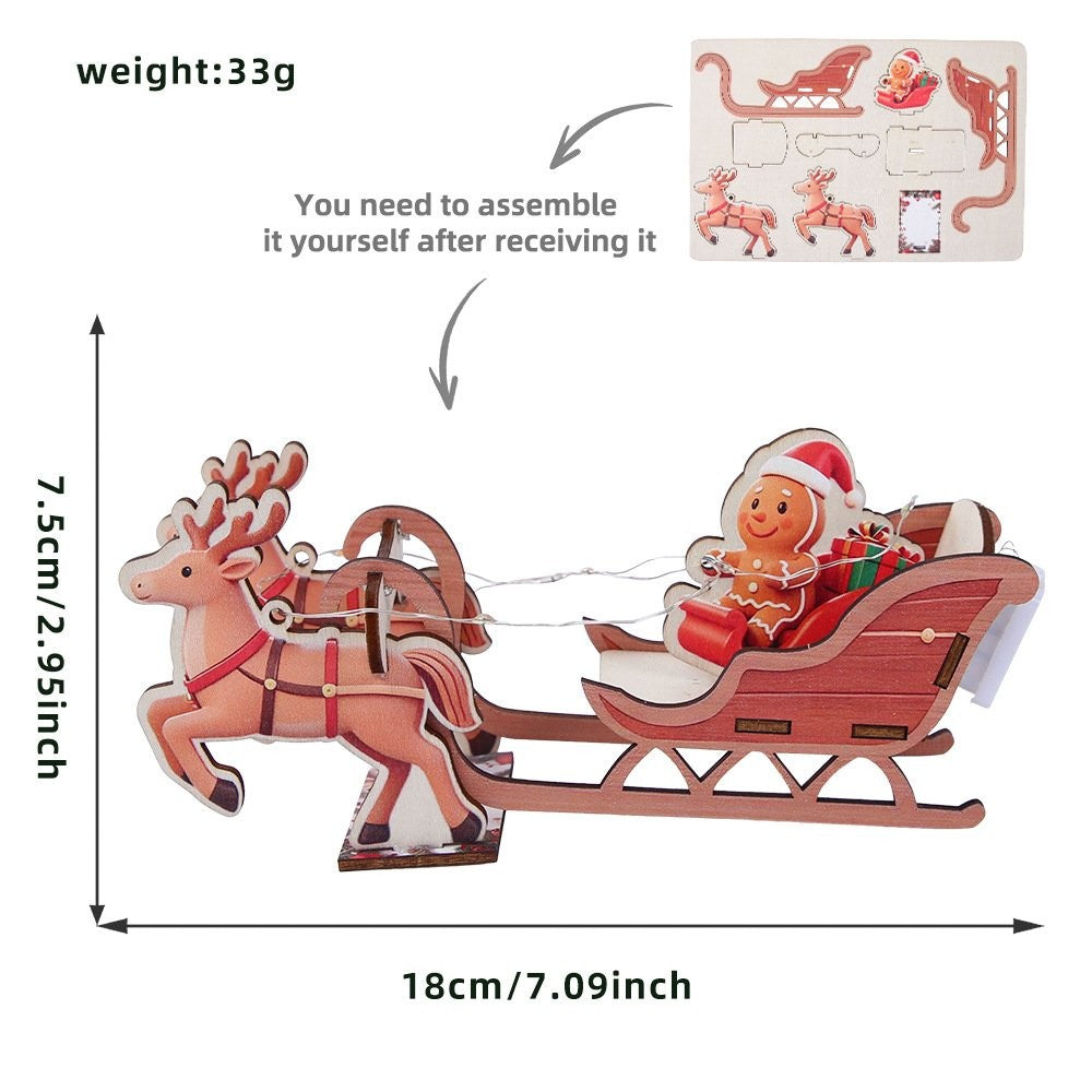 Santa Reindeer Sleigh Figurine Ornament 3