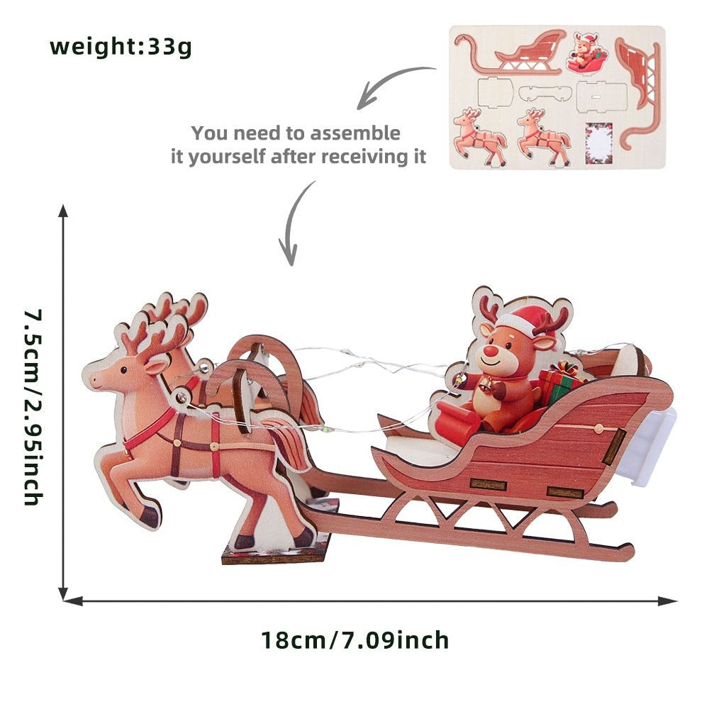 Santa Reindeer Sleigh Figurine Ornament 4