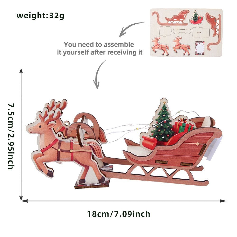 Santa Reindeer Sleigh Figurine Ornament 6