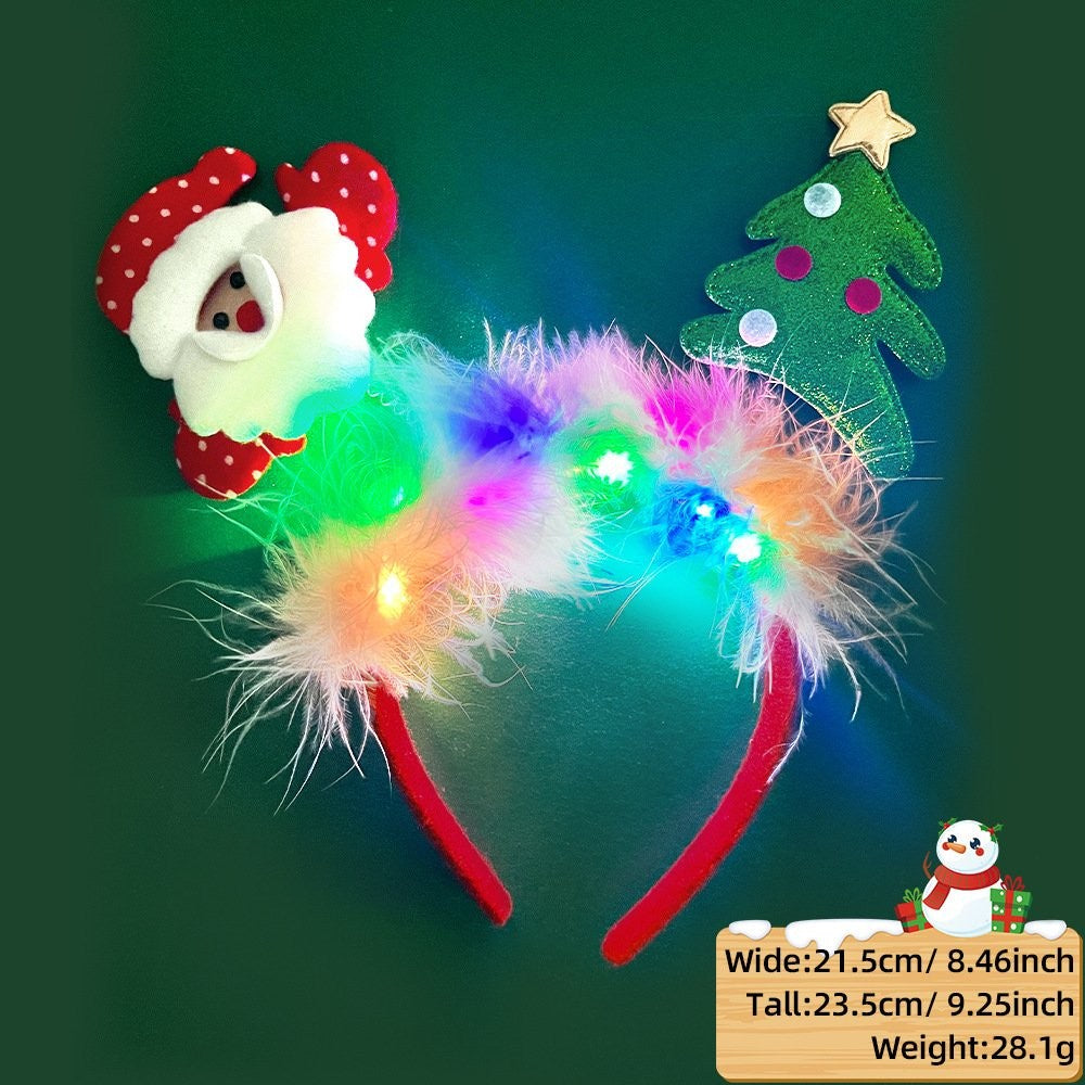 Santa + Tree Headband (with LED + Fluffy)