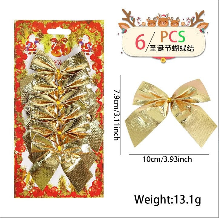 Silver Bright Fabric Small Bow 6 Pc / Board 2