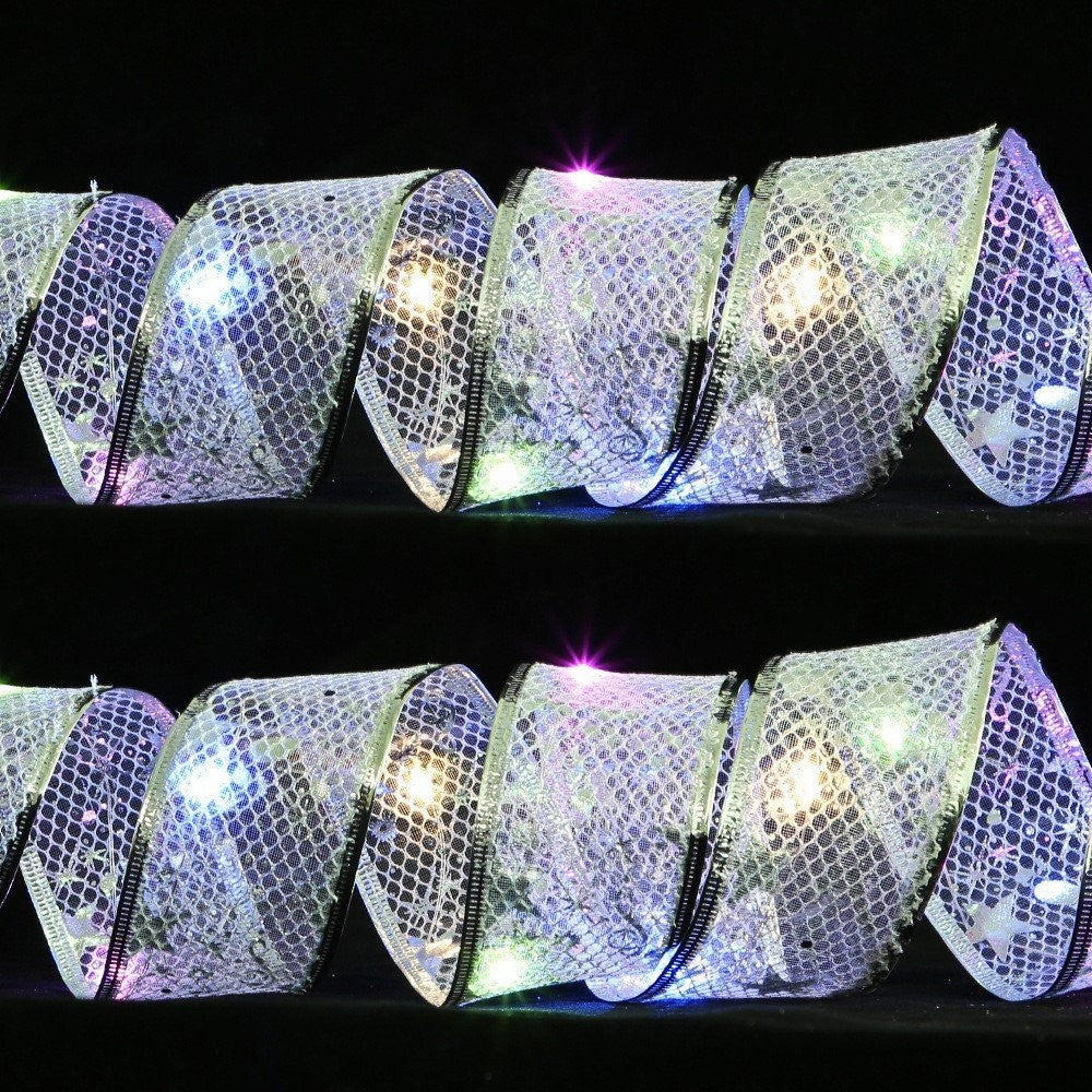 Silver Mesh Colorful LED (5cm) Ribbon 1M