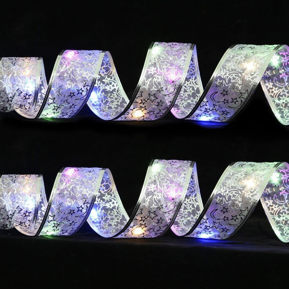 Silver Mesh Colorful LED (5cm) Ribbon 1M 2