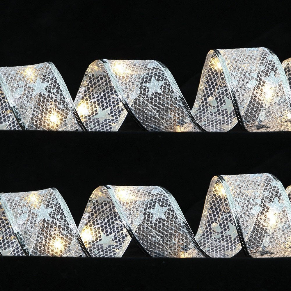 Silver Mesh Warm Light (5cm) Ribbon 1M