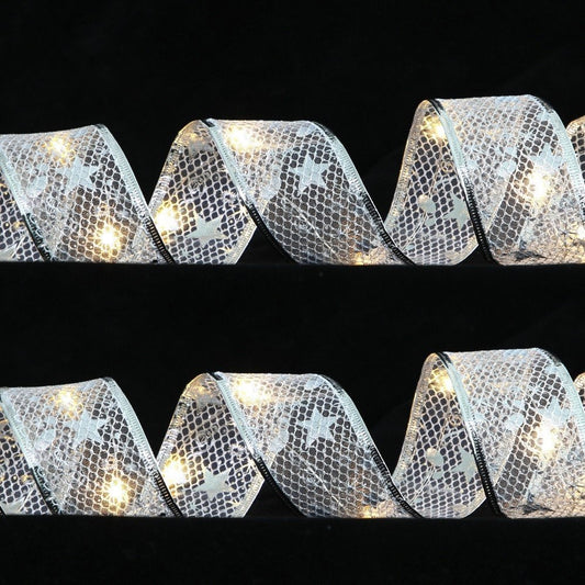 Silver Mesh Warm Light (5cm) Ribbon 1M