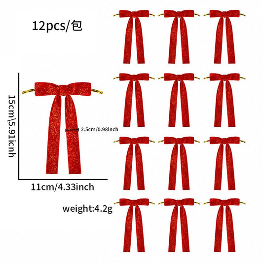 Single Layer Gold Wire Red Bow (12 Pc / Bag)