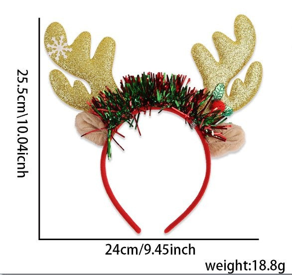 Snowflake Gold Antler Tinsel Headband