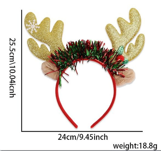 Snowflake Gold Antler Tinsel Headband
