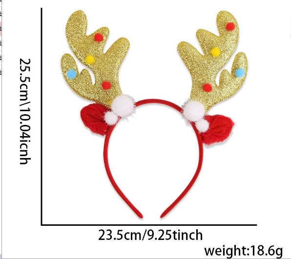 Snowflake Gold Antler Tinsel Headband 3