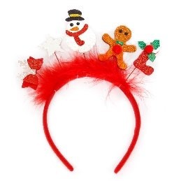 Snowman Gingerbread Red Fluffy Headband 23*22cm 2