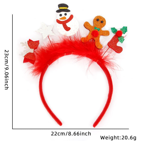 Snowman Gingerbread Red Fluffy Headband 23*23cm