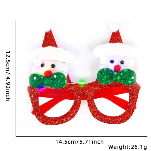 Snowman Green Bow (with LED) Glasses